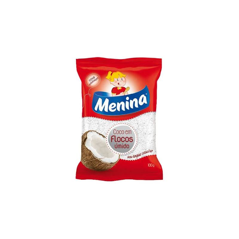 COCO RALADO ÚMIDO ADOÇADO EM FLOCOS MENINA PACOTE 100G