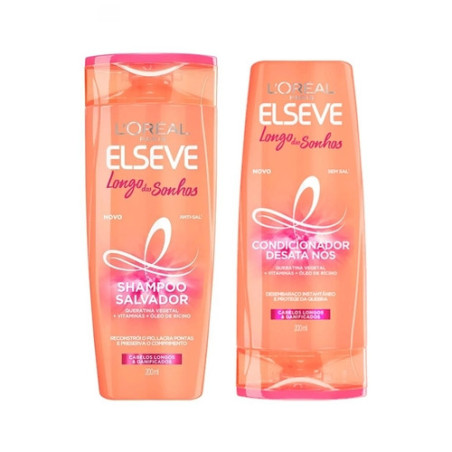 KIT SHAMPOO 375ML + CONDICIONADOR 170ML LORÉAL PARIS ELSEVE LONGO DOS SONHOS