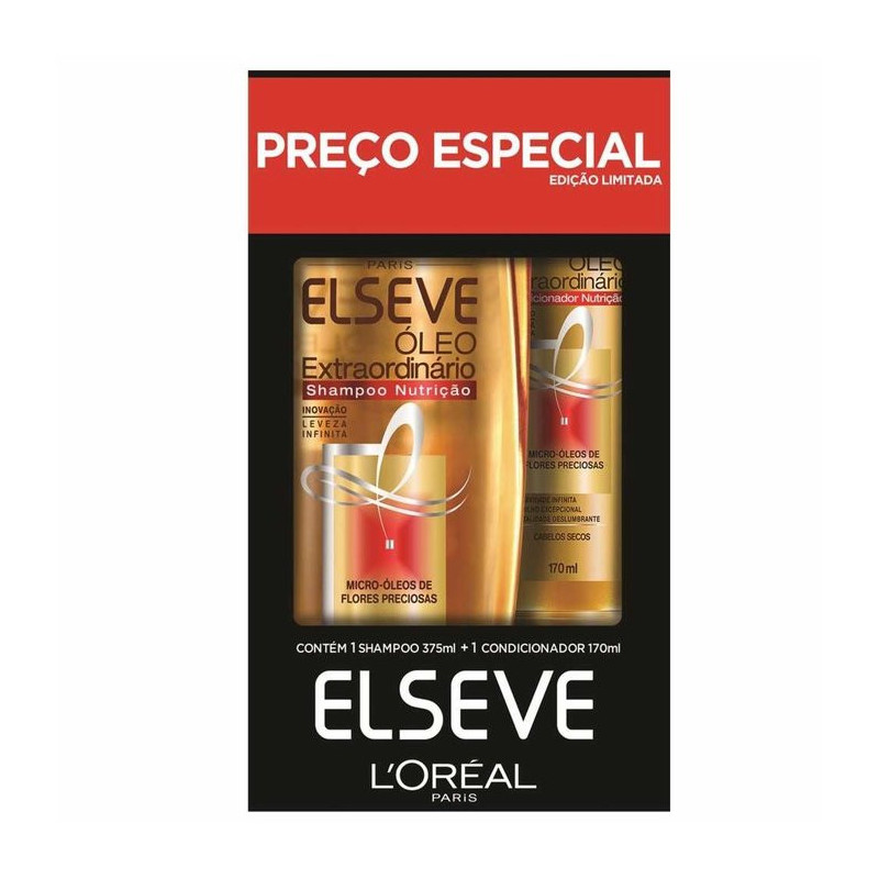 KIT SHAMPOO 375ML + CONDICIONADOR 170ML LORÉAL PARIS ELSEVE ÓLEO EXTRAORDINÁRIO NUTRIÇÃO