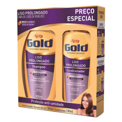 KIT SHAMPOO 300ML + CONDICIONADOR 200ML NIELY GOLD LISO PROLONGADO