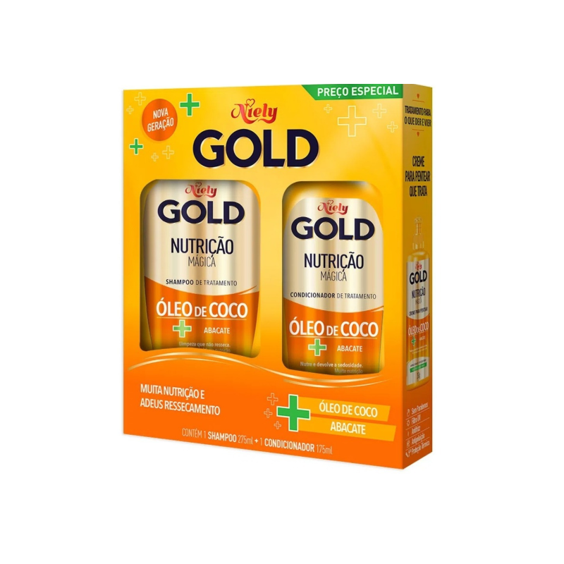 KIT SHAMPOO 300ML + CONDICIONADOR 200ML NIELY GOLD NUTRIÇÃO PODEROSA