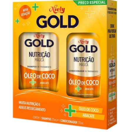 KIT SHAMPOO 300ML + CONDICIONADOR 200ML NIELY GOLD NUTRIÇÃO PODEROSA