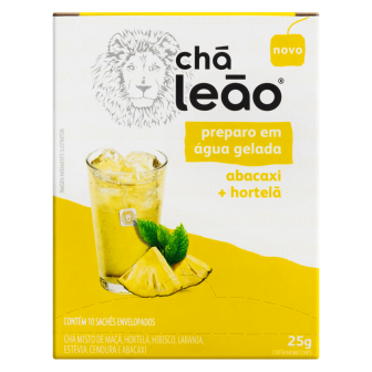 CHÁ ABACAXI E HORTELÃ CHÁ LEÃO CAIXA 25G 10 UNIDADES