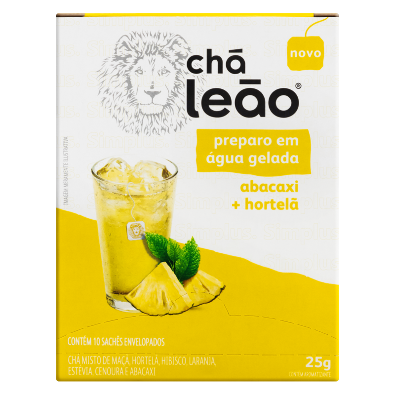 CHÁ ABACAXI E HORTELÃ CHÁ LEÃO CAIXA 25G 10 UNIDADES