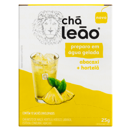 CHÁ ABACAXI E HORTELÃ CHÁ LEÃO CAIXA 25G 10 UNIDADES