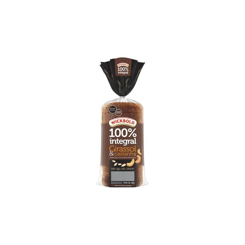 PÃO GIRASSOL & CASTANHA VEGANO WICKBOLD 100% NUTRIÇÃO PACOTE 350G