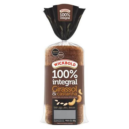 PÃO GIRASSOL & CASTANHA VEGANO WICKBOLD 100% NUTRIÇÃO PACOTE 350G
