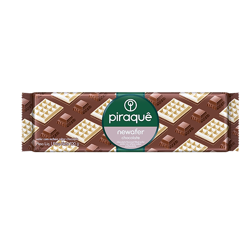 BISCOITO WAFER RECHEIO CHOCOLATE PIRAQUÊ NEWAFER PACOTE 100G