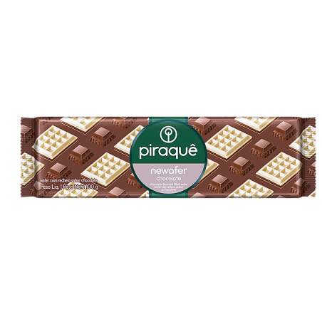 BISCOITO WAFER RECHEIO CHOCOLATE PIRAQUÊ NEWAFER PACOTE 100G