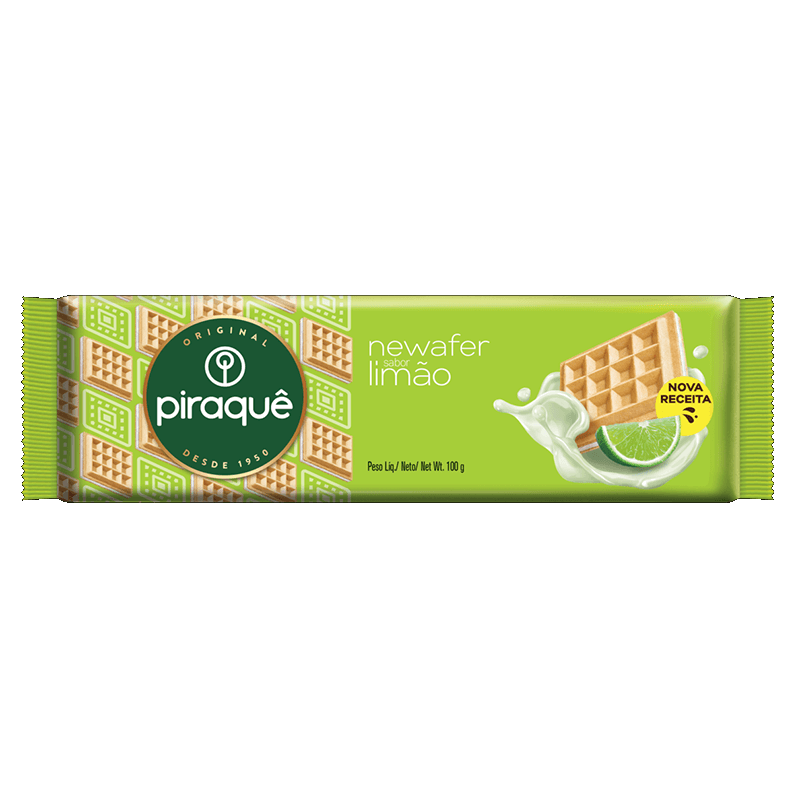 BISCOITO WAFER RECHEIO LIMÃO PIRAQUÊ NEWAFER PACOTE 100G