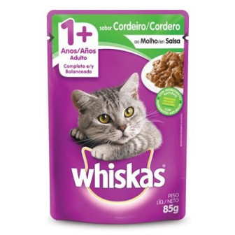 ALIMENTO PARA GATOS ADULTOS CORDEIRO AO MOLHO WHISKAS SACHÊ 85G