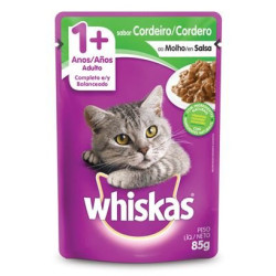 ALIMENTO PARA GATOS ADULTOS CORDEIRO AO MOLHO WHISKAS SACHÊ 85G