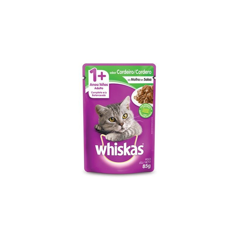 ALIMENTO PARA GATOS ADULTOS CORDEIRO AO MOLHO WHISKAS SACHÊ 85G