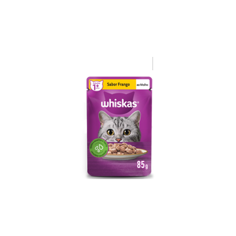 ALIMENTO PARA GATOS ADULTOS FRANGO AO MOLHO WHISKAS SACHÊ 85G