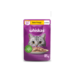 ALIMENTO PARA GATOS ADULTOS FRANGO AO MOLHO WHISKAS SACHÊ 85G