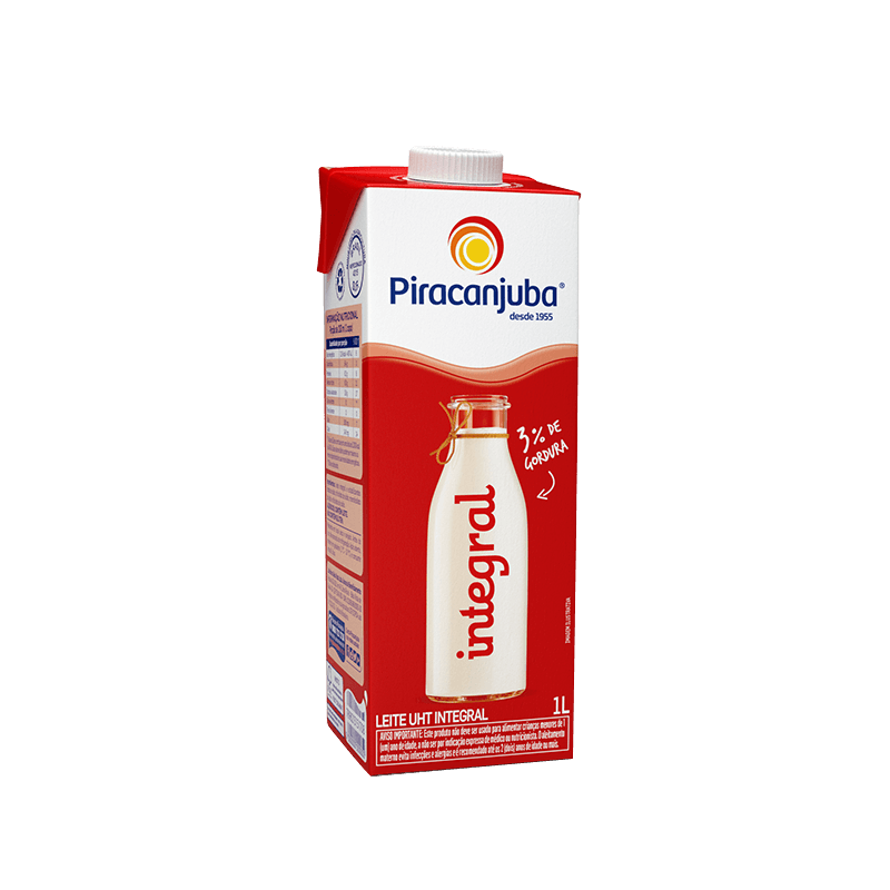 LEITE UHT INTEGRAL PIRACANJUBA CAIXA COM TAMPA 1L