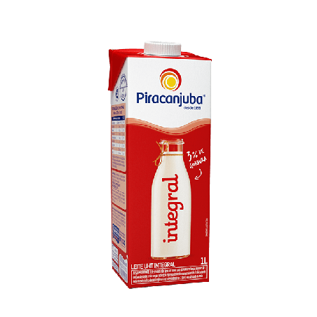 LEITE UHT INTEGRAL PIRACANJUBA CAIXA COM TAMPA 1L