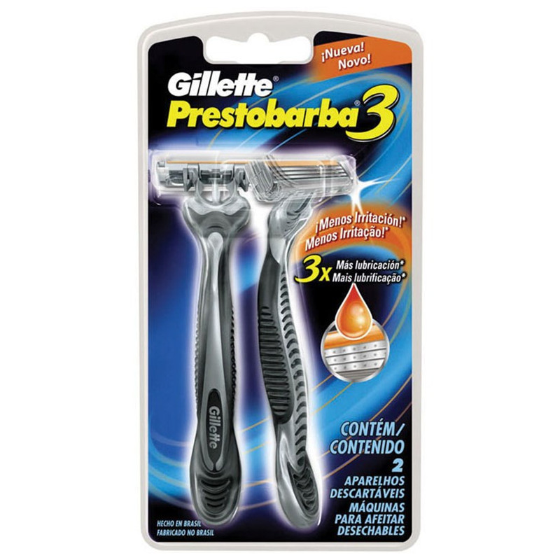 APARELHO DESCARTÁVEL PARA BARBEAR EXTRA SUAVE GILLETTE PRESTOBARBA3 2 UNIDADES