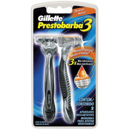 APARELHO DESCARTÁVEL PARA BARBEAR EXTRA SUAVE GILLETTE PRESTOBARBA3 2 UNIDADES