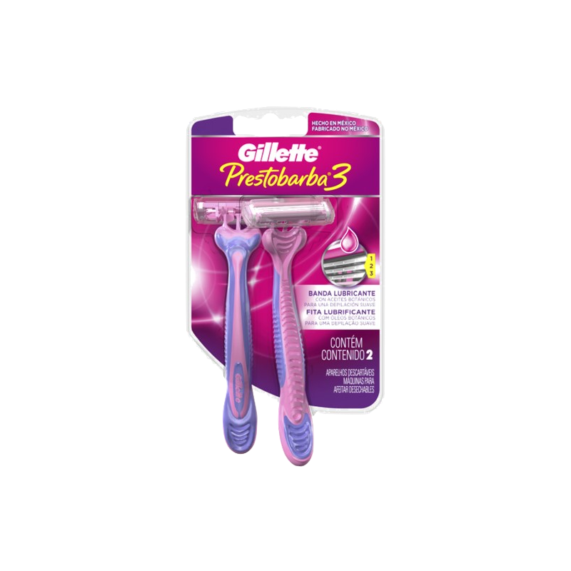 APARELHO DESCARTÁVEL PARA DEPILAR GILLETTE PRESTOBARBA3 2 UNIDADES