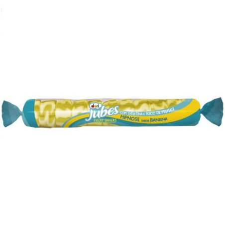 BALA DE GOMA BANANA HIPNOSE DORI JUBES FRUIT SNACKS CAIXA 960G 20 UNIDADES