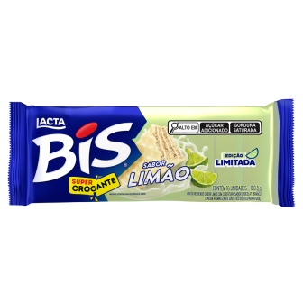 WAFER RECHEIO LIMÃO COBERTURA CHOCOLATE BRANCO LACTA BIS PACOTE 100,8G