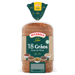 PÃO INTEGRAL 18 GRÃOS VEGANO WICKBOLD GRÃO SABOR PACOTE 450G