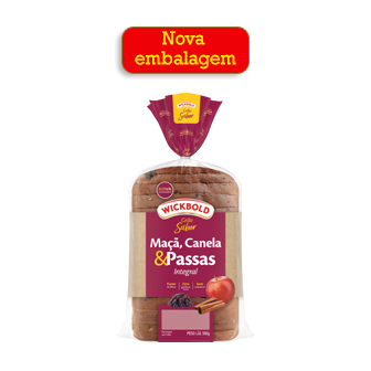 PÃO MAÇÃ, CANELA & PASSAS VEGANO WICKBOLD GRÃO SABOR PACOTE 450G