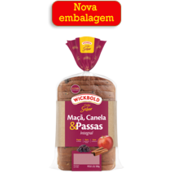 PÃO MAÇÃ, CANELA & PASSAS VEGANO WICKBOLD GRÃO SABOR PACOTE 450G