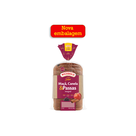 PÃO MAÇÃ, CANELA & PASSAS VEGANO WICKBOLD GRÃO SABOR PACOTE 450G