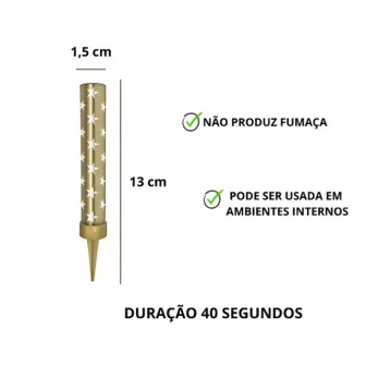 VELA CHAMA COLORIDA OURO