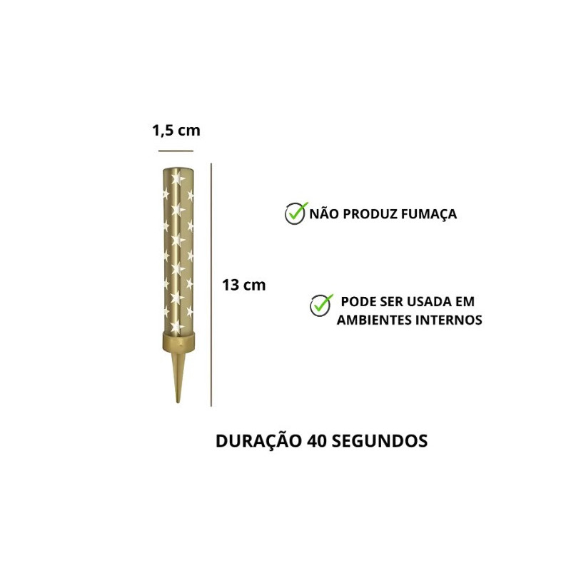 VELA CHAMA COLORIDA OURO