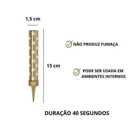 VELA CHAMA COLORIDA OURO