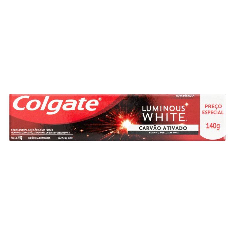 CREME DENTAL CARVÃO ATIVADO DAZZLING MINT COLGATE LUMINOUS WHITE CAIXA 140G