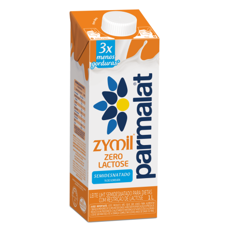 LEITE UHT SEMIDESNATADO ZERO LACTOSE PARMALAT ZYMIL CAIXA COM TAMPA 1L