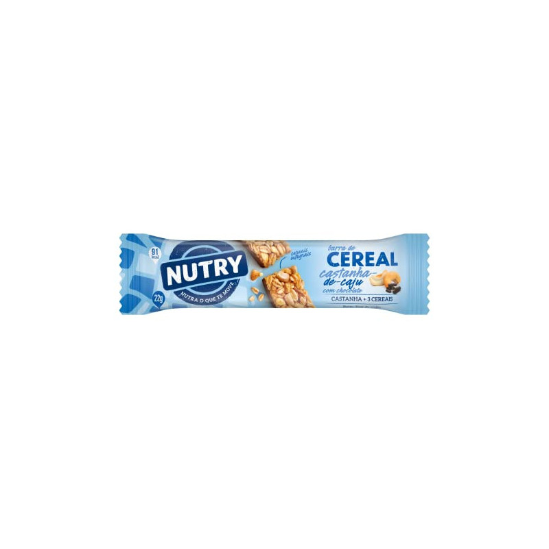 BARRA DE CEREAL CASTANHA-DE-CAJU COBERTURA CHOCOLATE NUTRY PACOTE 22G