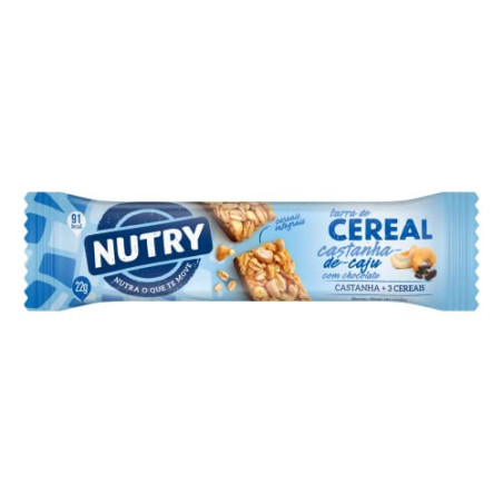 BARRA DE CEREAL CASTANHA-DE-CAJU COBERTURA CHOCOLATE NUTRY PACOTE 22G