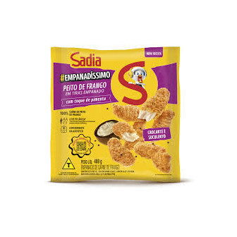 EMPANADO DE FRANGO PEITO EM TIRAS COM TOQUE DE PIMENTA SADIA EMPANADÍSSIMO PACOTE 400G