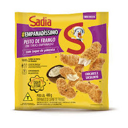 EMPANADO DE FRANGO PEITO EM TIRAS COM TOQUE DE PIMENTA SADIA EMPANADÍSSIMO PACOTE 400G