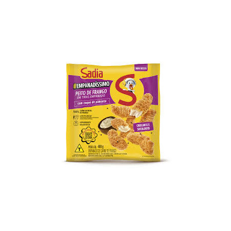 EMPANADO DE FRANGO PEITO EM TIRAS COM TOQUE DE PIMENTA SADIA EMPANADÍSSIMO PACOTE 400G