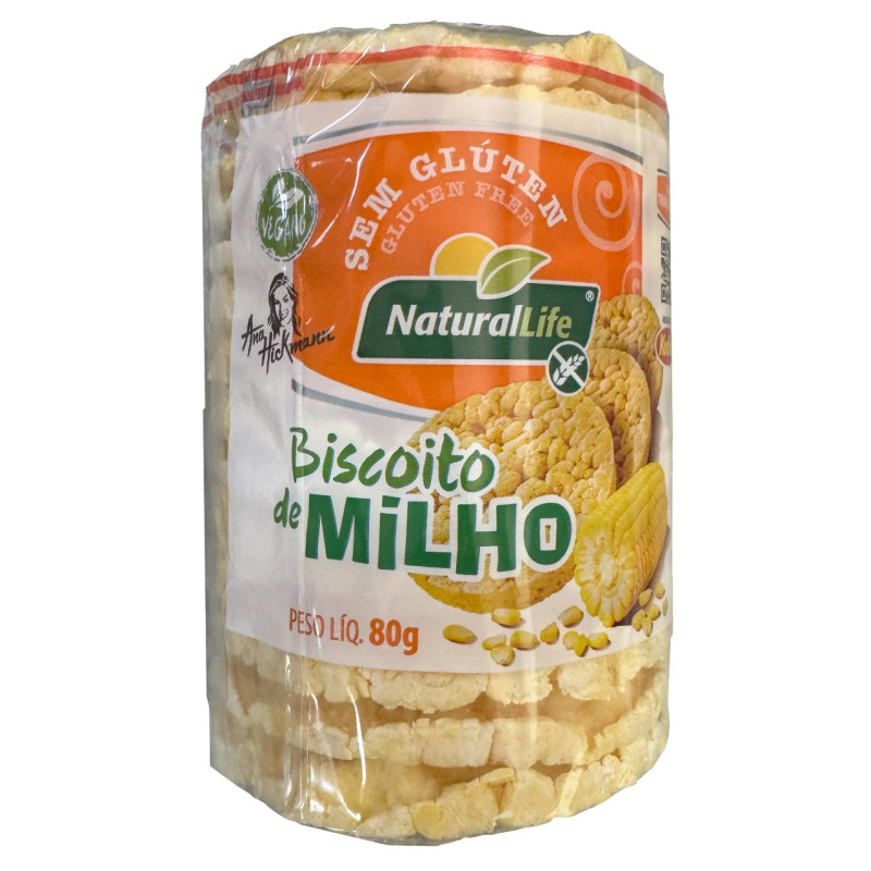 BISC MILHO NATURAL LIFE 80G S/GLUTEN