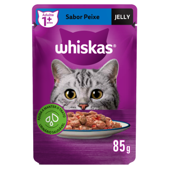 ALIMENTO PARA GATOS JELLY ADULTOS PEIXE WHISKAS SACHÊ 85G