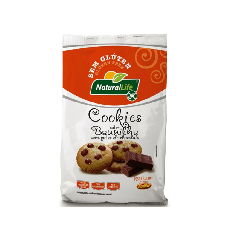 COOKIES NATURAL LIFE S/ GLUTEN GOTAS CHOCOLATE 180G