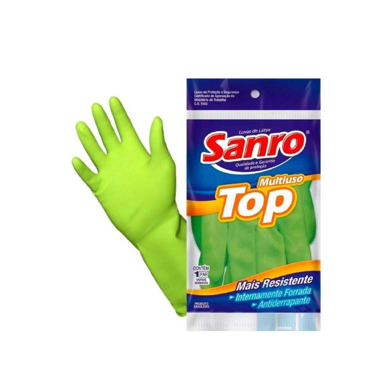 LUVA USO GERAL SANRO P TOP VERDE UNIT