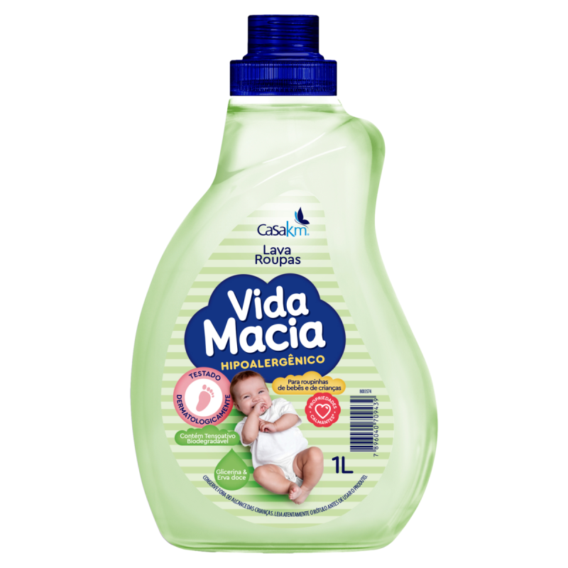 LAVA-ROUPAS LÍQUIDO GLICERINA & ERVA-DOCE VIDA MACIA FRASCO 1L