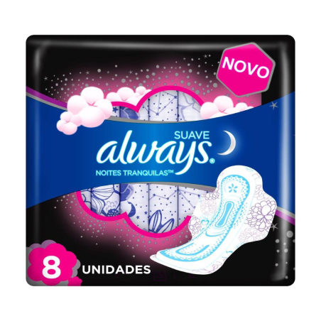 ABSORVENTE COM ABAS SUAVE ALWAYS G PACOTE 8 UNIDADES