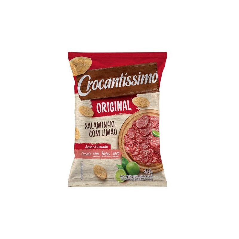 SNACK DE TRIGO ASSADO SALAMINHO COM LIMÃO CROCANTÍSSIMO ORIGINAL PACOTE 40G