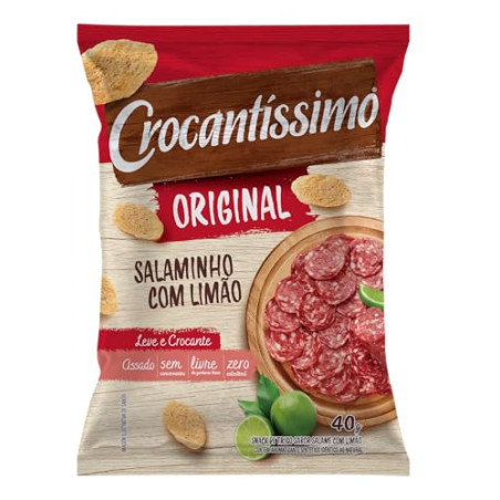 SNACK DE TRIGO ASSADO SALAMINHO COM LIMÃO CROCANTÍSSIMO ORIGINAL PACOTE 40G