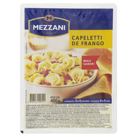 CAPELETTI RECHEIO FRANGO MEZZANI BANDEJA 400G