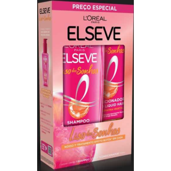 KIT SHAMPOO 375ML + CONDICIONADOR 170ML LORÉAL PARIS ELSEVE LISO DOS SONHOS